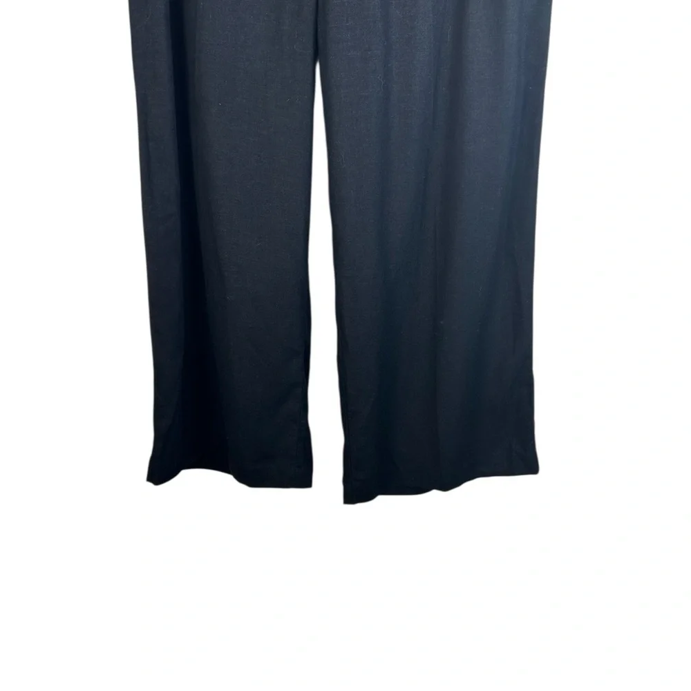 Black Women's Wide-Leg Linen Blend Pants NWT 12